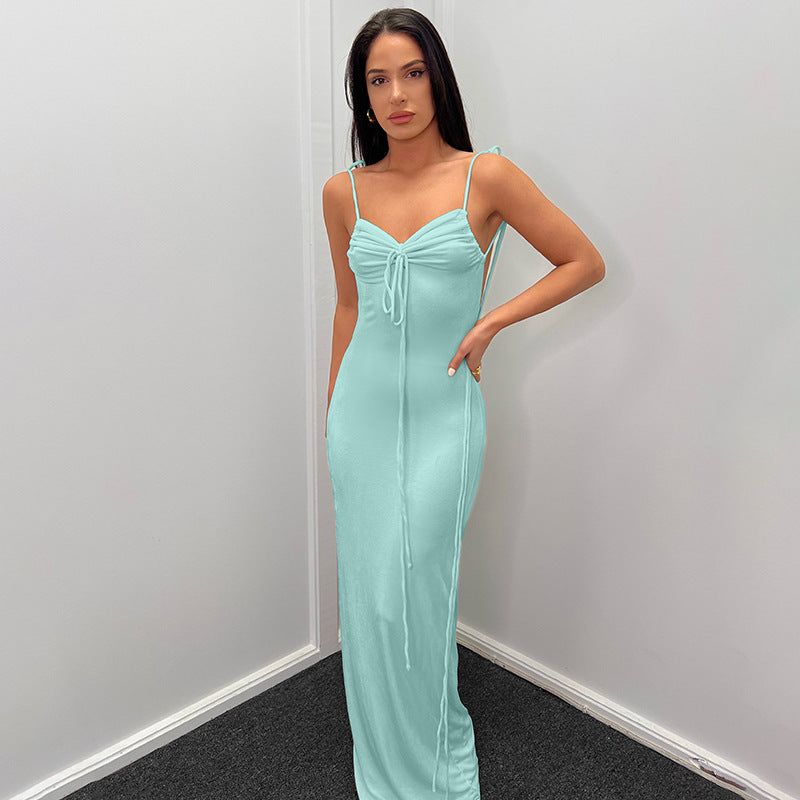 Damen Elegantes Maxikleid mit verstellbaren Trägern und raffiniertem Ausschnitt Stalluxe