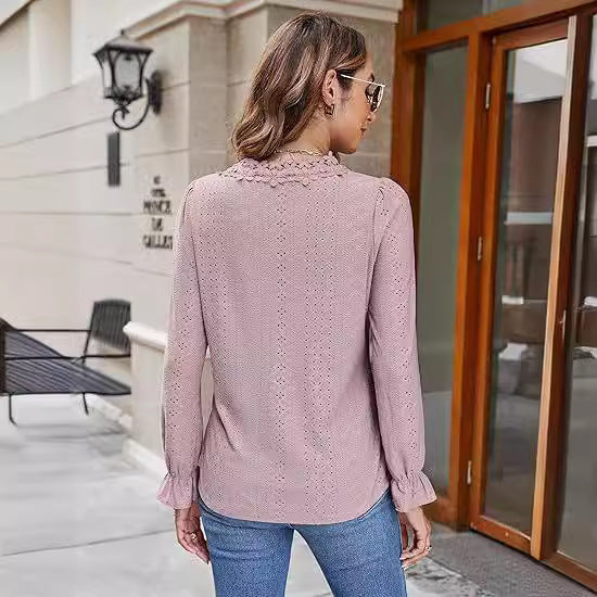 Damen elegante Bluse mit floralem Design und V-Ausschnitt Stalluxe