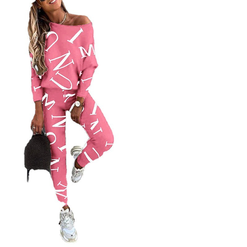 Damen Freizeit-Set mit grafischem Print und elastischem Bund Stalluxe
