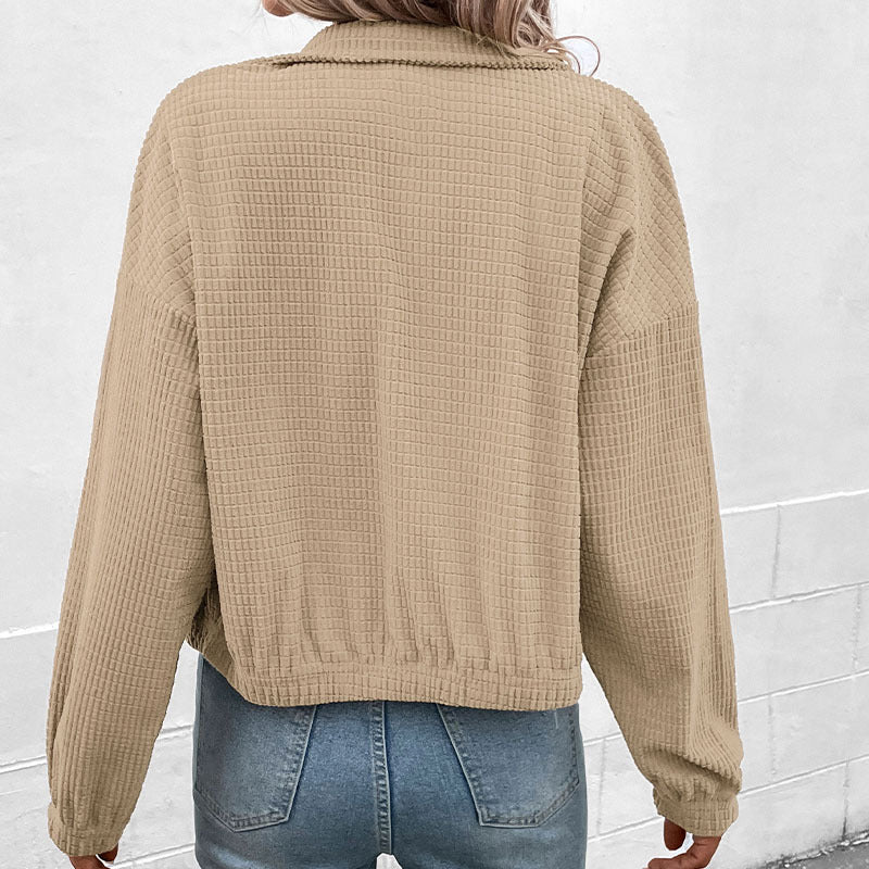 Damen Sweatjacke mit Stehkragen und strukturierter Oberfläche Stalluxe
