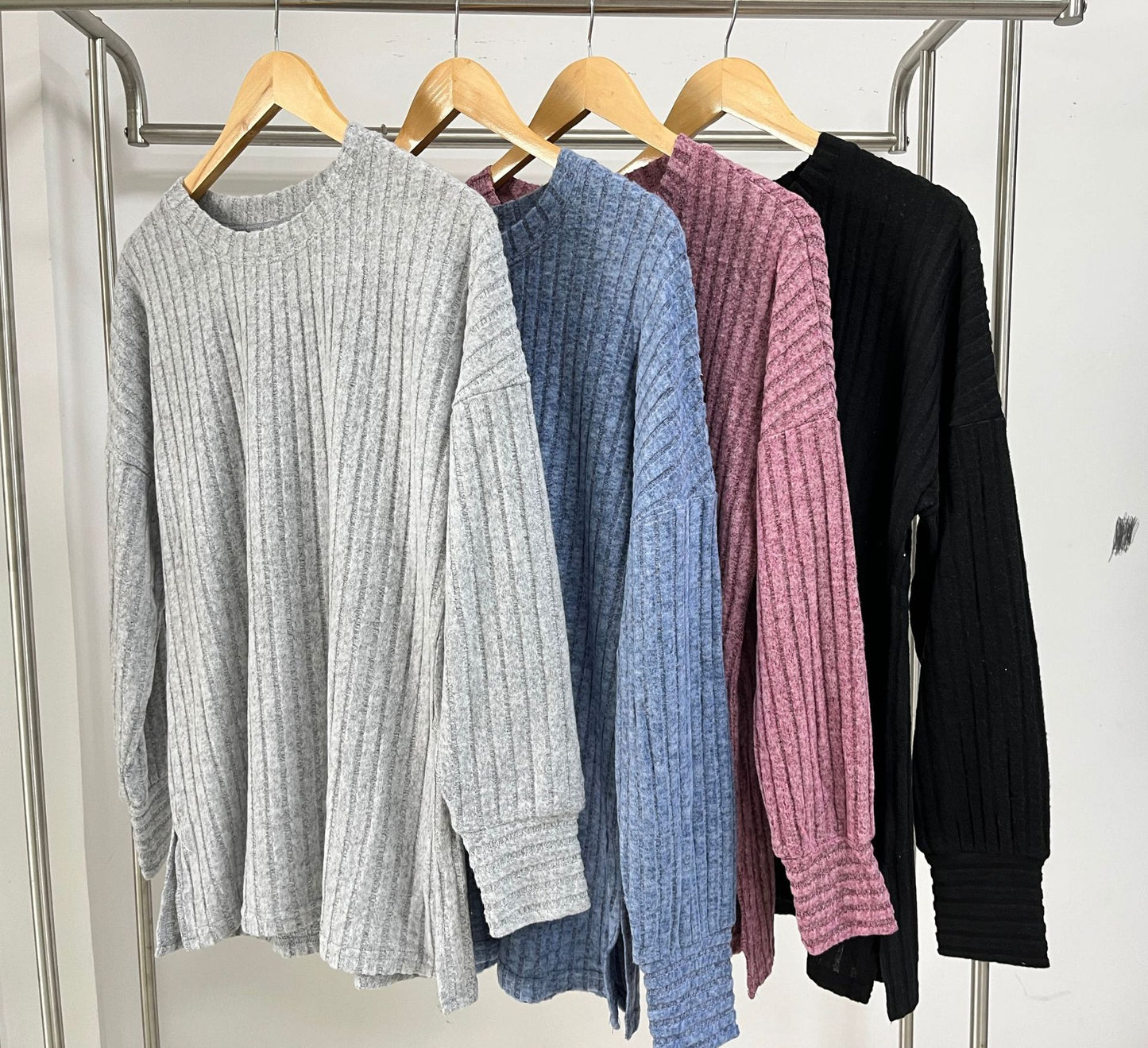 Damen gestreifter Sweatshirt mit lockerem Schnitt und feiner Rippstruktur Stalluxe