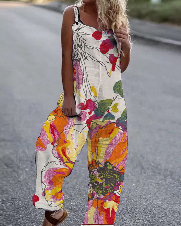 Women's Artistic Floral Print Jumpsuit Stalluxe