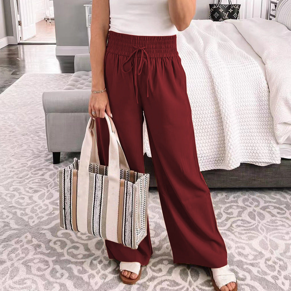Damen Weit geschnittene Freizeithose mit elastischem Bund und verstellbarem Kordelzug Stalluxe