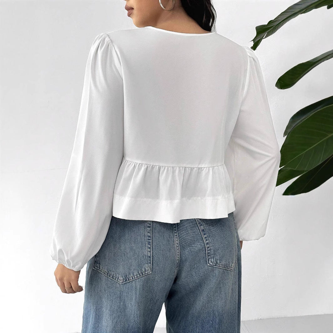 Damen Bluse mit romantischen Rüschendetails und Schleifen Stalluxe