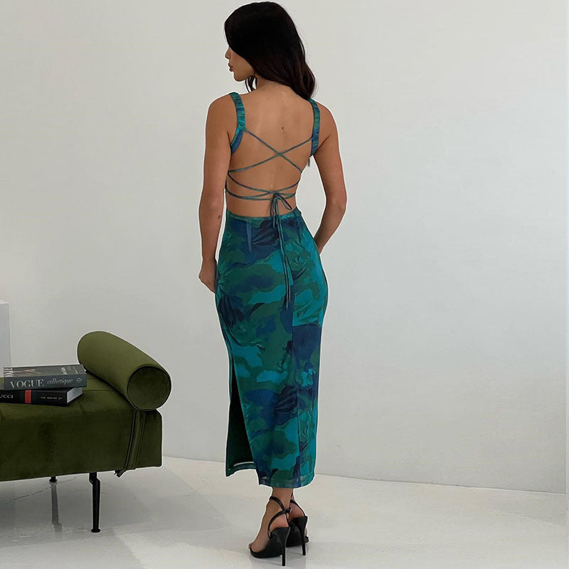 Damen figurbetontes Midikleid mit quadratischem Ausschnitt und breiten Trägern Stalluxe