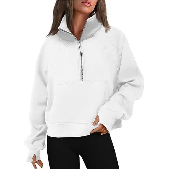 Damen Trendy Fleecepullover mit Stehkragen und Zipper Stalluxe