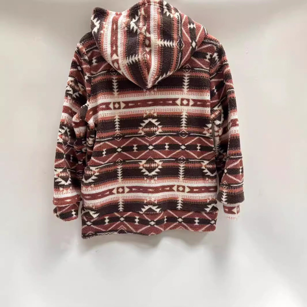 Damen kuschelige Fleecejacke mit modernem Aztekenmuster Stalluxe