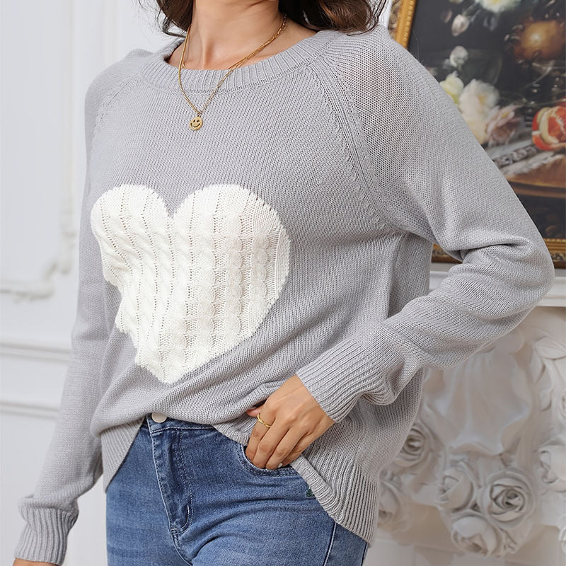 Damen Strickpullover mit Herzmotiv und feiner Struktur Stalluxe