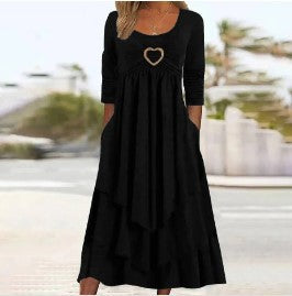 Damen lässiges Maxikleid mit bezauberndem Herzdetail und praktischen Taschen Stalluxe