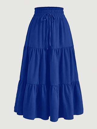 Damen Maxi-Rock mit elastischem Bund und Stufen-Design Stalluxe