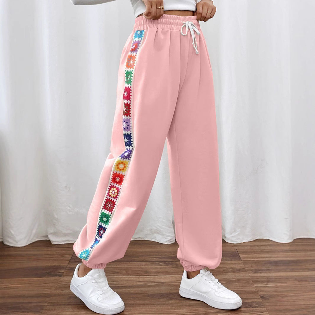 Damen Freizeithose mit buntem Blümchenmuster und elastischem Bund Stalluxe
