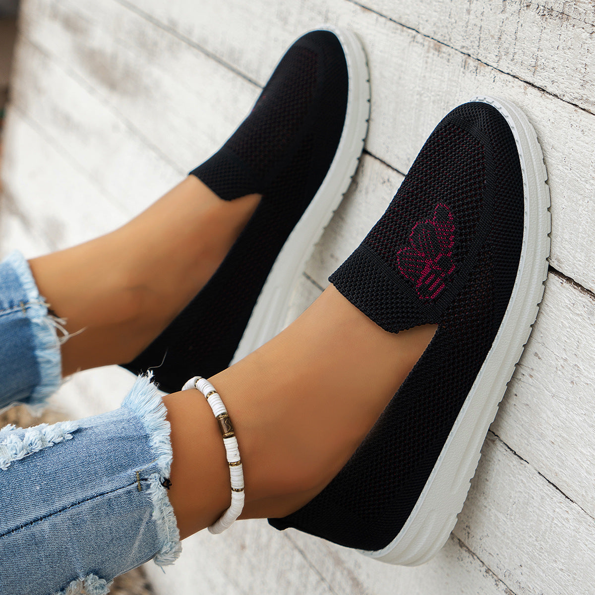 Damen Atmungsaktive Slip-On Freizeitschuhe mit flexiblem Mesh-Obermaterial Stalluxe