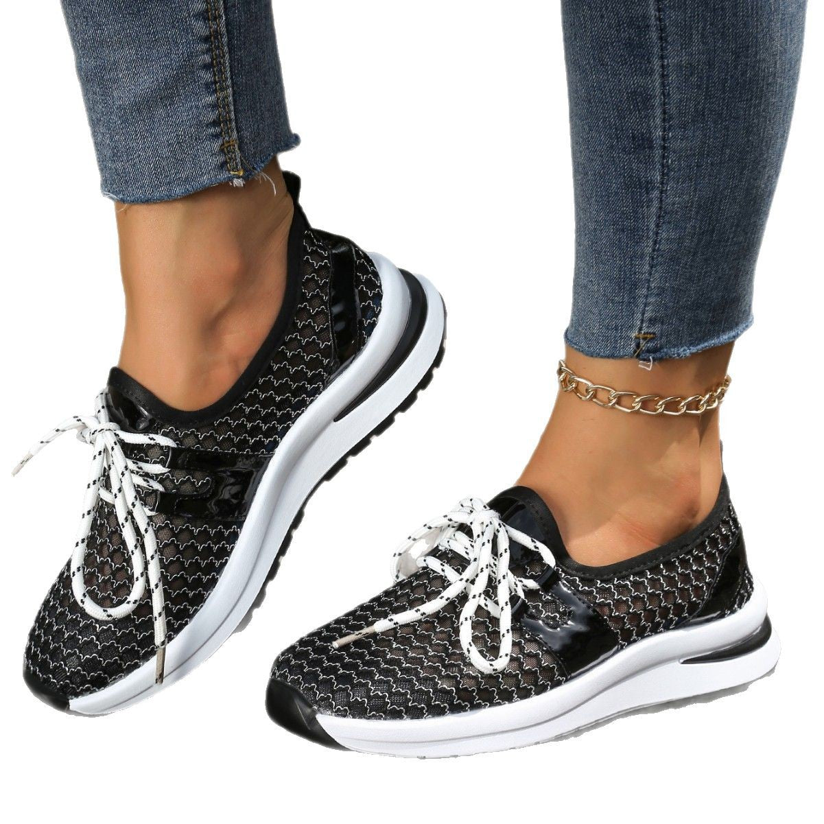 Damen Atmungsaktive Sport Sneakers mit Netz-Oberfläche und rutschfester Sohle Stalluxe