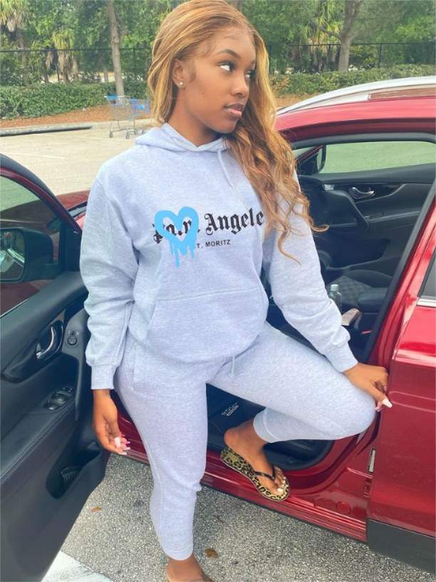 Damen lässiges Hoodie und Jogginghose Set mit kreativem Grafikdesign Stalluxe