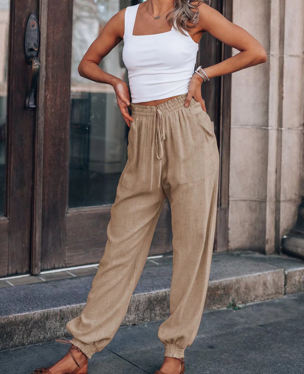 Damen Bequeme Haremshose mit elastischem Bündchen und praktischen Taschen Stalluxe