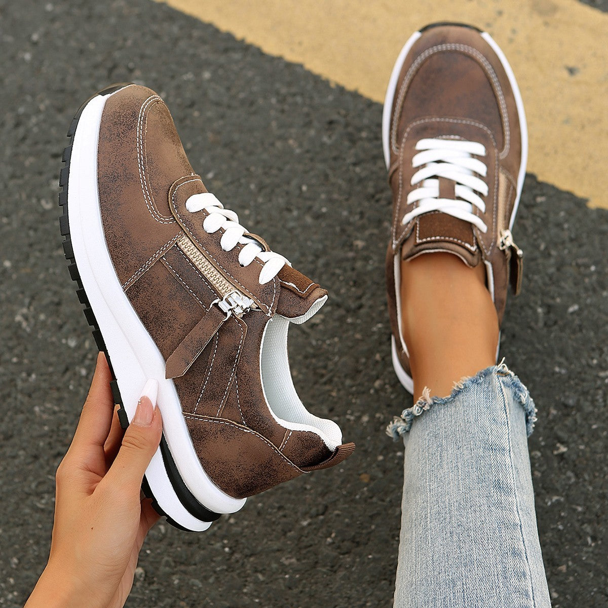 Damen modische Sneakers mit praktischem Reißverschluss und komfortabler Sohle Stalluxe