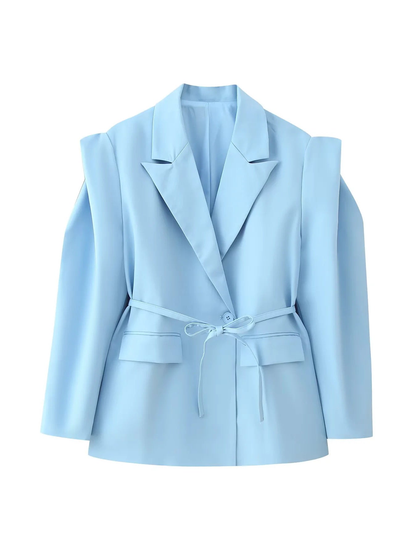 Damen Modische Blazerjacke mit Gürtel und Seidenoptik Stalluxe
