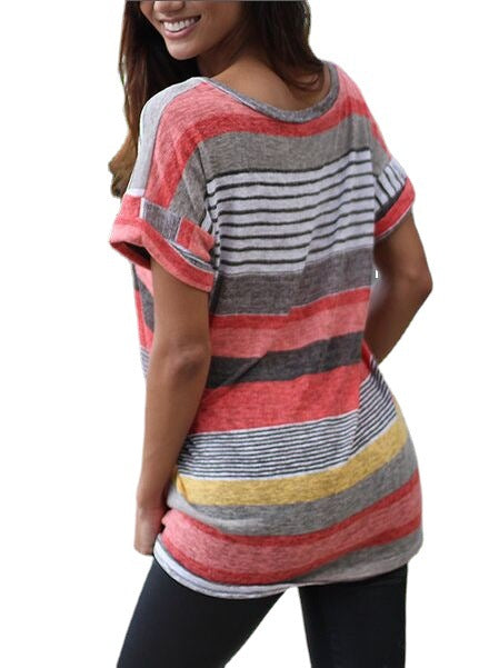 Damen Freizeit T-Shirt mit V-Ausschnitt und Brusttasche Stalluxe