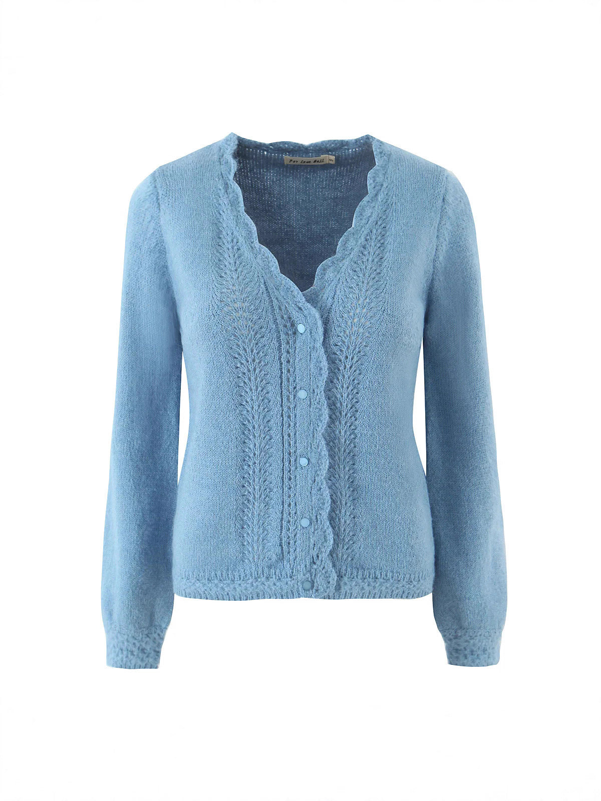 Damen elegante Strickjacke mit tiefem V-Ausschnitt und zarten Knöpfen Stalluxe