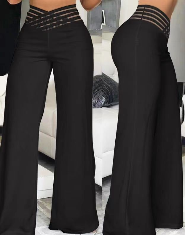 Damen Weite High-Waist-Hose mit verziertem Bund Stalluxe