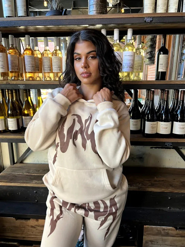 Damen Sportliches Hoodie- und Jogginghose-Set mit einzigartigem Grafikdruck Stalluxe