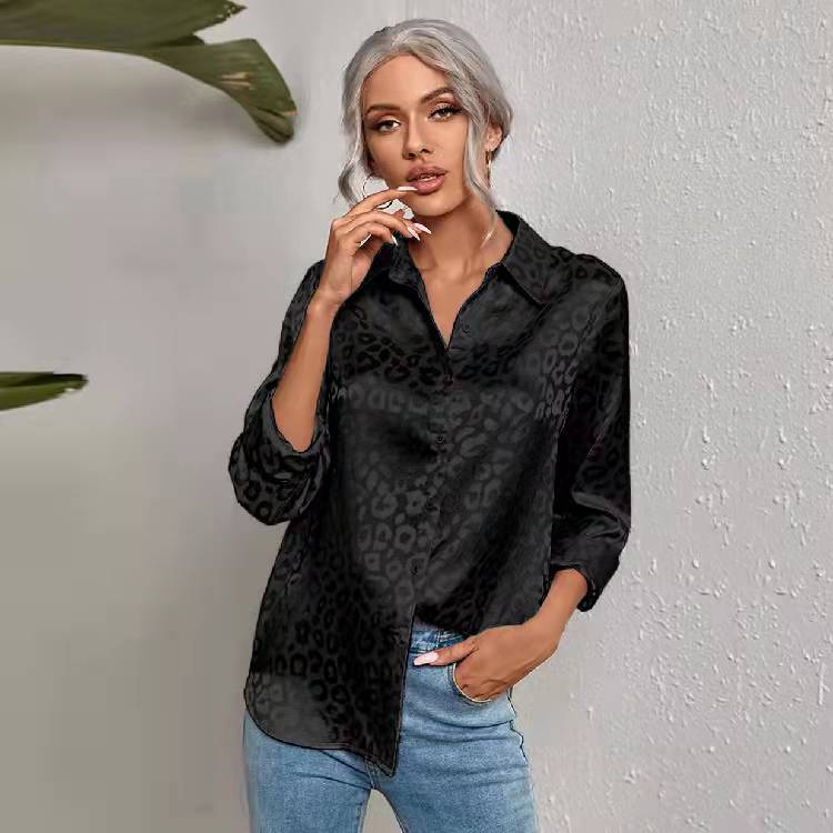 Damen elegante Hemdbluse mit modischem Leopardenmuster Stalluxe