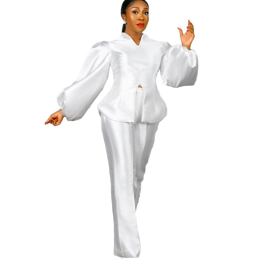 Damen Elegantes Ensemble mit voluminösen Ärmeln Stalluxe