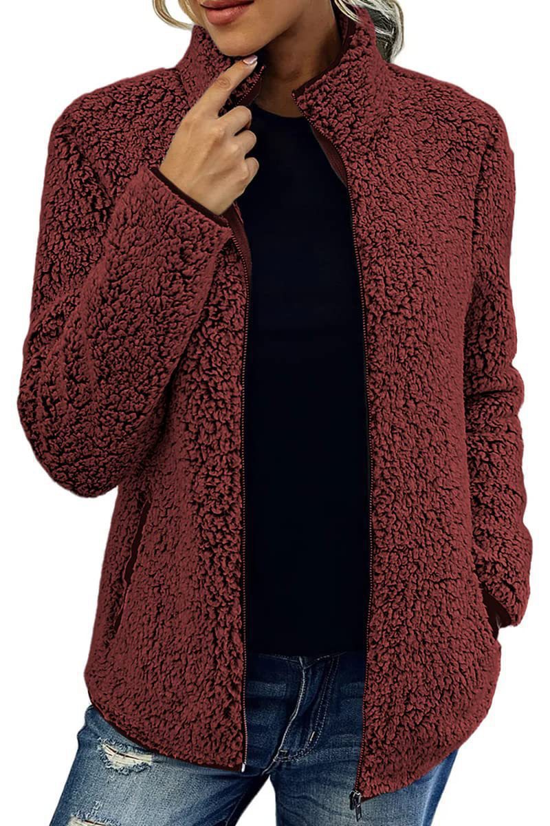 Damen Kuschelige Fleecejacke mit Stehkragen und Seitentaschen Stalluxe