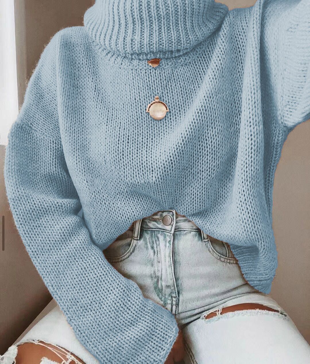 Damen Strickpullover mit hohem Kragen und lässigem Schnitt Stalluxe