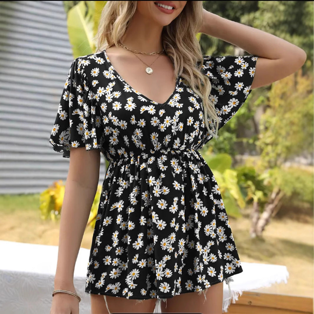 Damen Sommerkleid mit weitem Schnitt und eleganten Rüschendetails Stalluxe