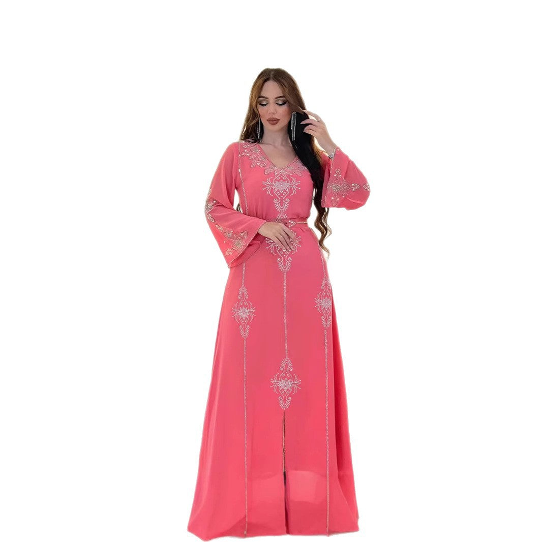 Damen elegantes Maxikleid mit filigranen Stickereien Stalluxe