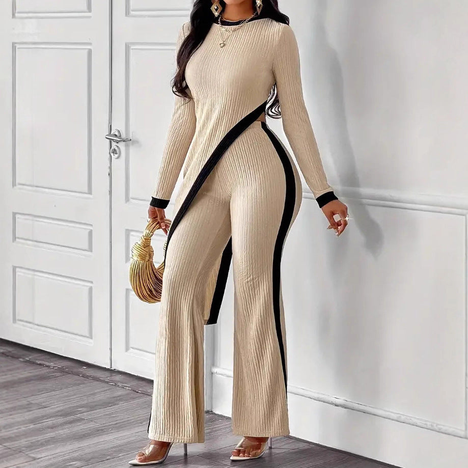Damen lässiger Jumpsuit mit strukturiertem Stoff und kontrastierenden Details Stalluxe
