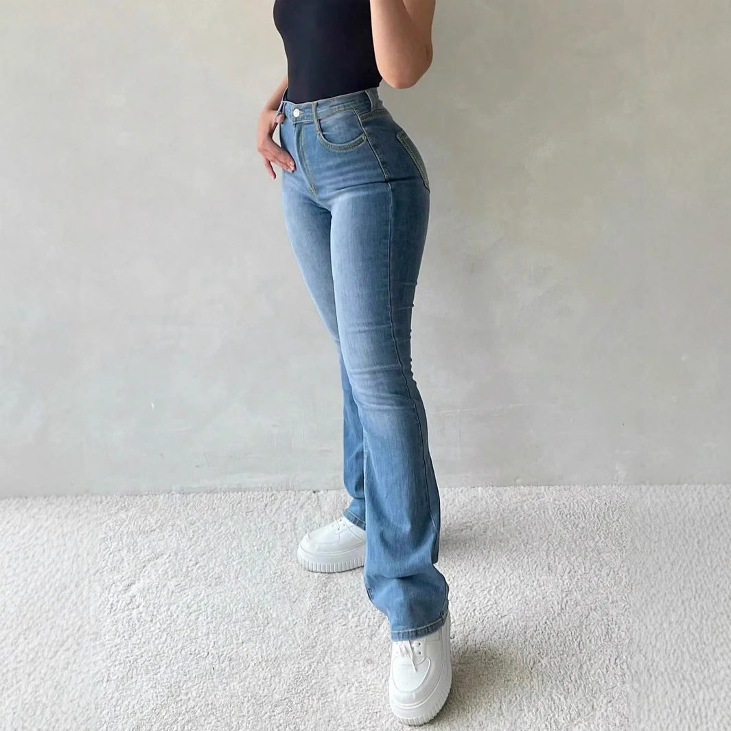 Damen Flared Jeans mit hohem Bund und figurformendem Schnitt Stalluxe