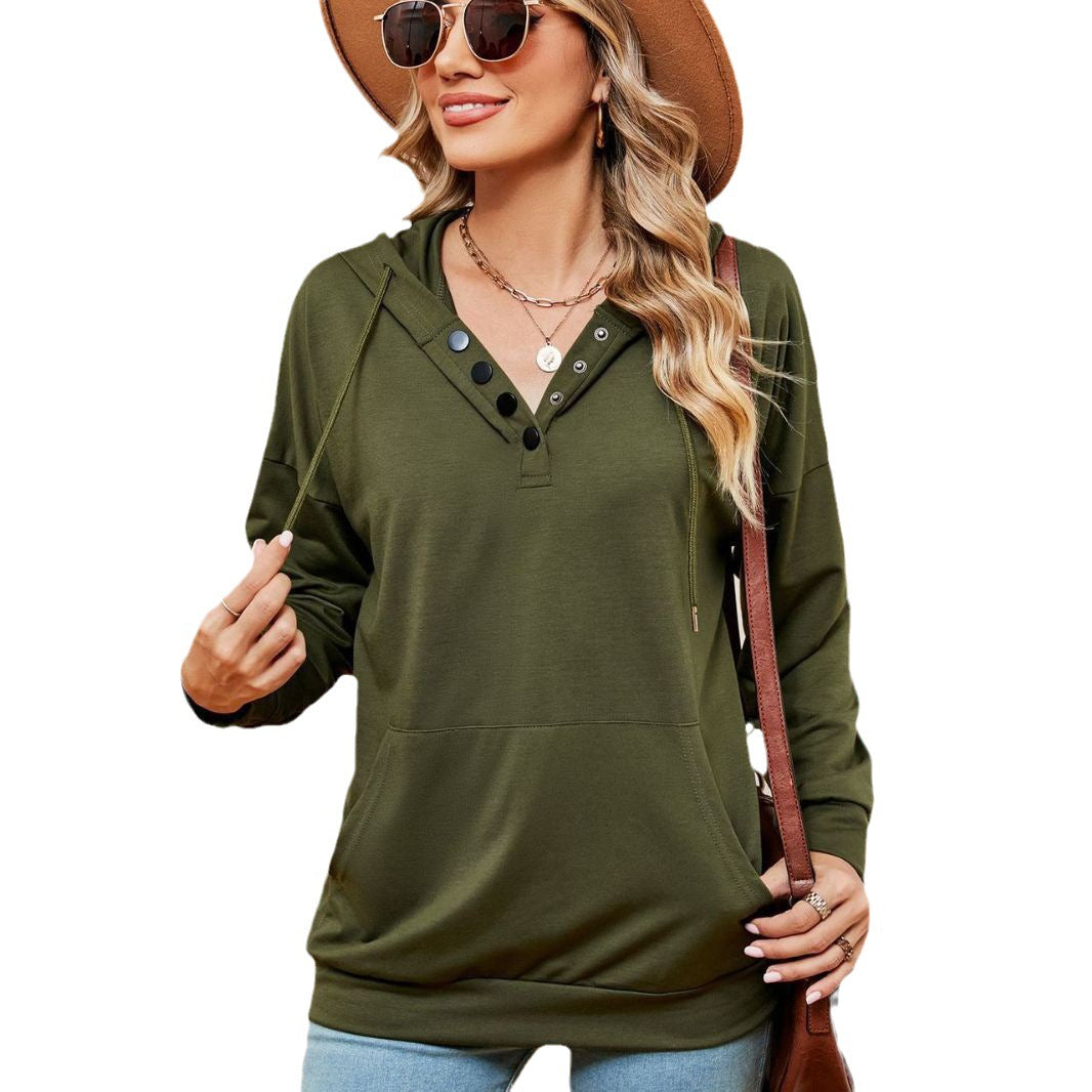 Damen Kapuzenpullover mit modischen Knopfdetails Stalluxe