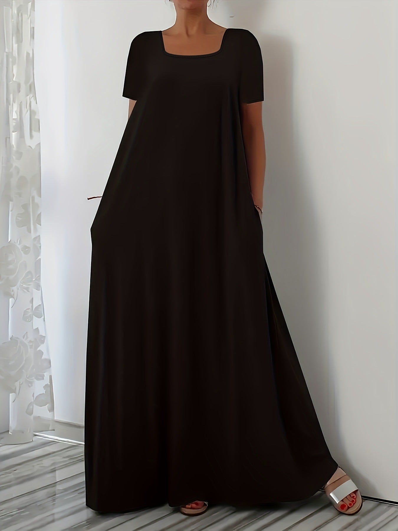 Damen Maxikleid mit weitem Schnitt und praktischen Taschen Stalluxe