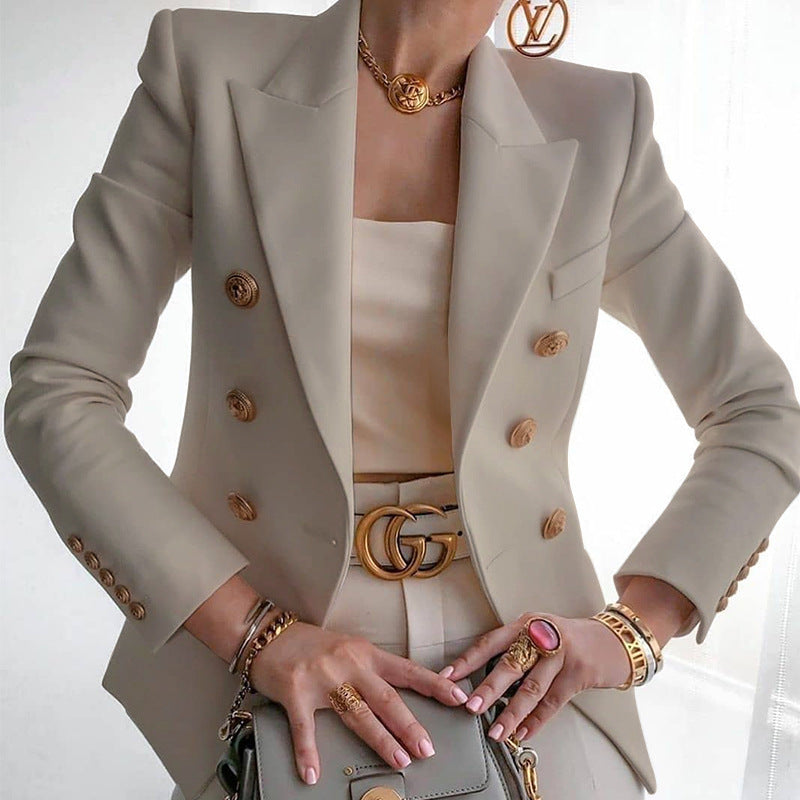 Damen Eleganter Blazer mit doppelter Knopfleiste und tailliertem Schnitt Stalluxe