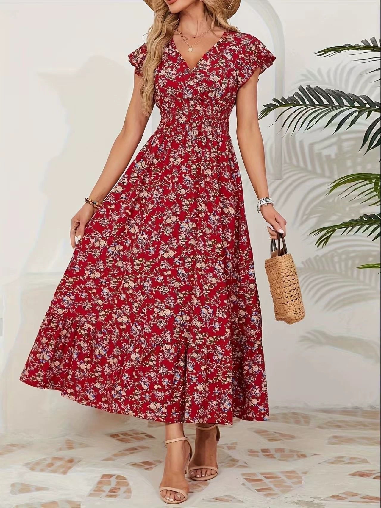 Damen Maxikleid mit floralem Muster Stalluxe