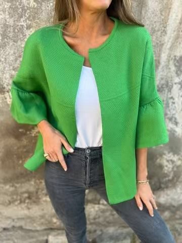Damen Modische Jacke mit weitem Ärmel und leicht strukturiertem Stoff Stalluxe