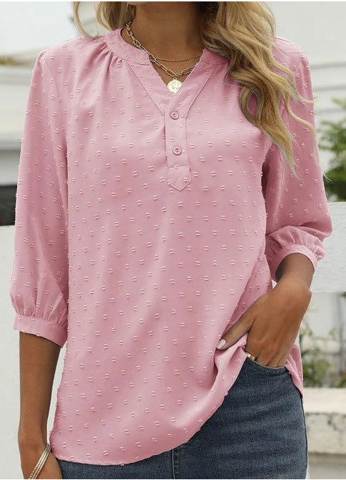 Damen Bluse mit feiner Struktur und Knopfleiste Stalluxe