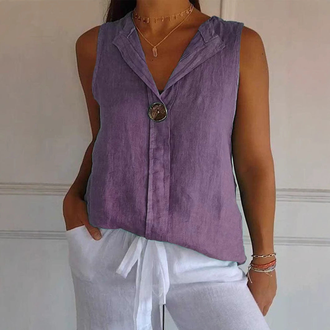 Damen Leichte Leinenbluse mit eleganter Knopfleiste Stalluxe