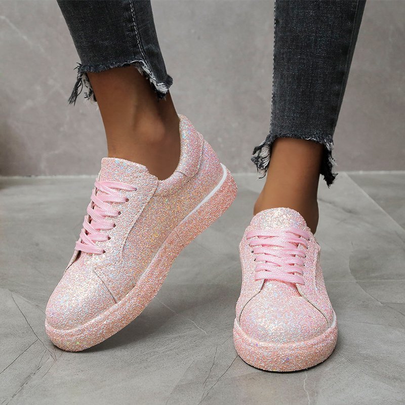 Damen Glitzernde Freizeit-Sneaker mit atmungsaktiver Sohle und rutschfestem Design Stalluxe