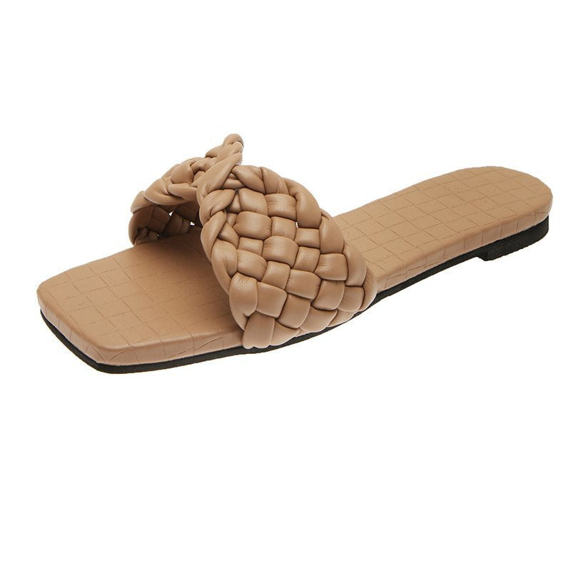 Damen Kunstleder Zehentrenner-Sandalen mit geflochtener Riemen-Optik Stalluxe