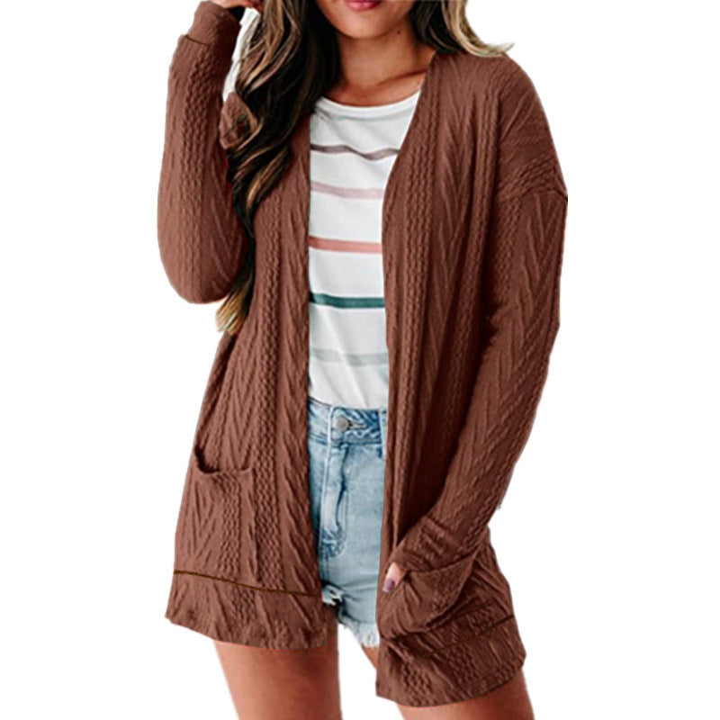Damen luftige Strickjacke mit Taschen und modernem Design Stalluxe
