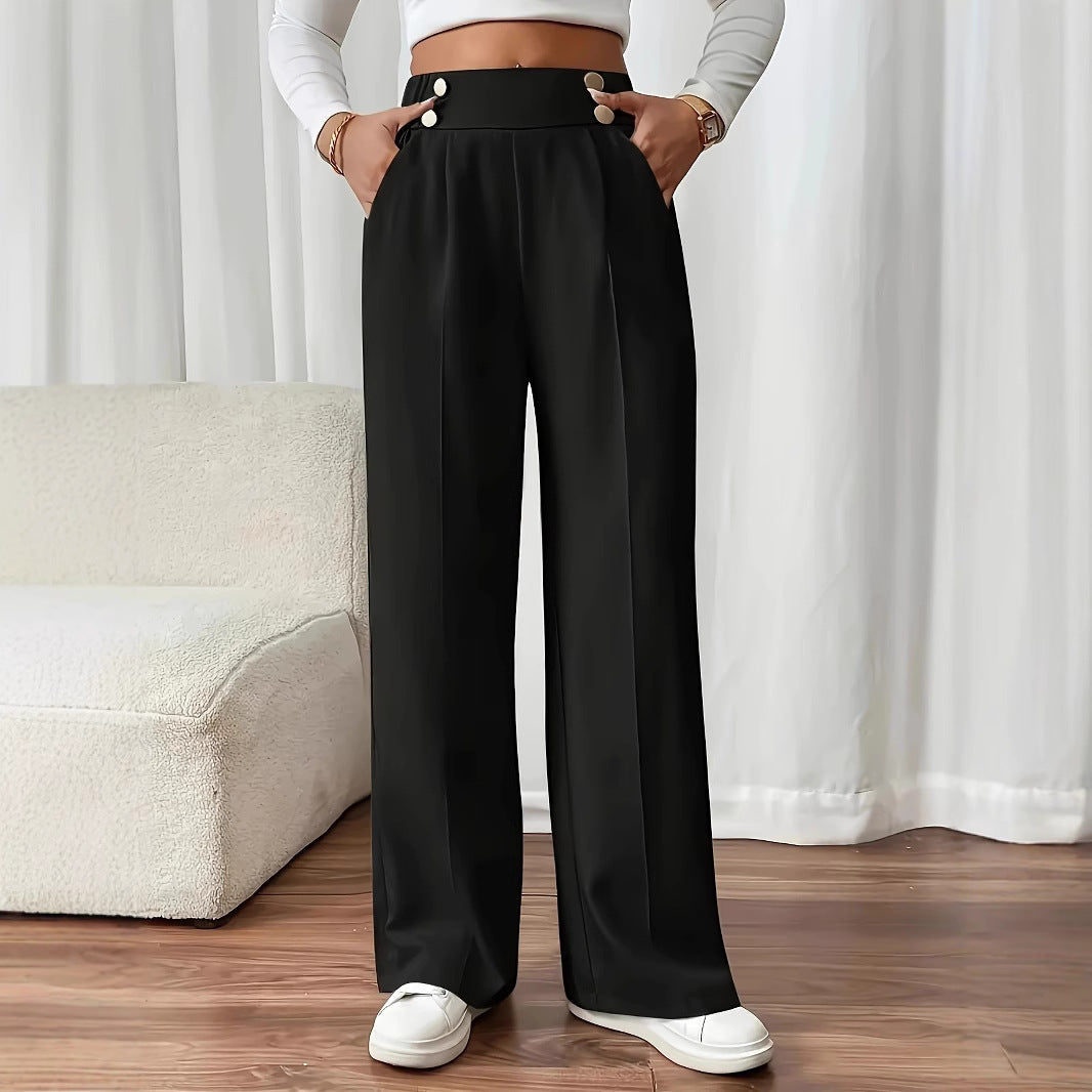 Damen Weit geschnittene Plissee-Hose mit elastischem Bund und praktischen Taschen Stalluxe