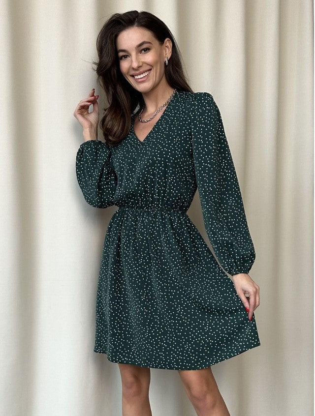 Damen Freizeitkleid mit gepunktetem Design und nähe Taillierung Stalluxe