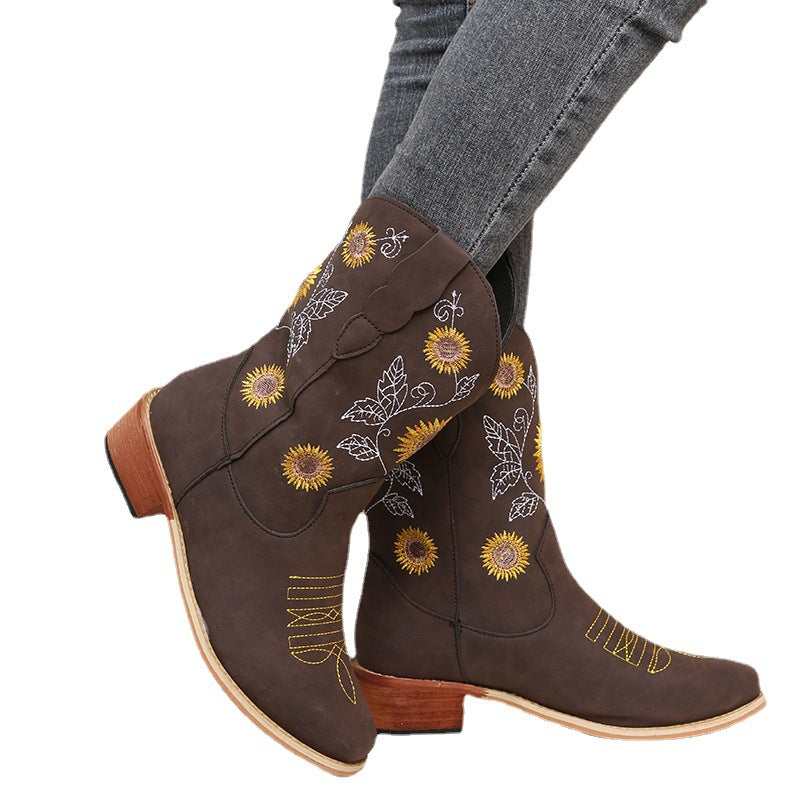 Damen Cowboystiefel mit verspieltem Blumenmuster Stalluxe