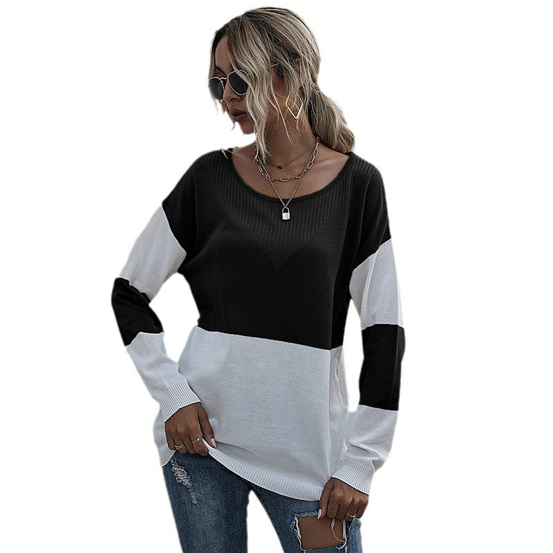 Damen lässiger V-Pullover mit modischem Netzdesign Stalluxe