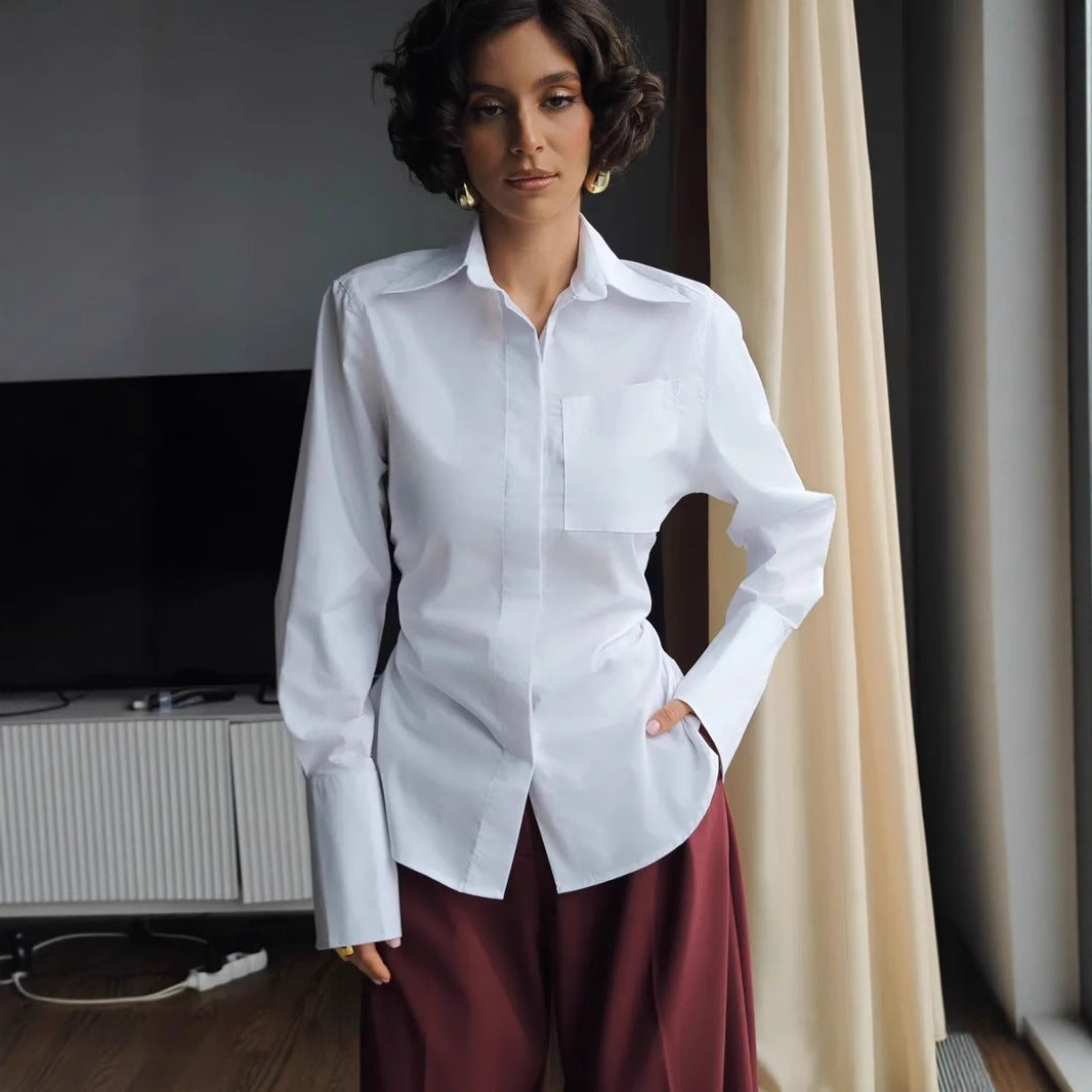 Damen Langarmbluse mit eleganter Knopfleiste und taillierter Passform Stalluxe