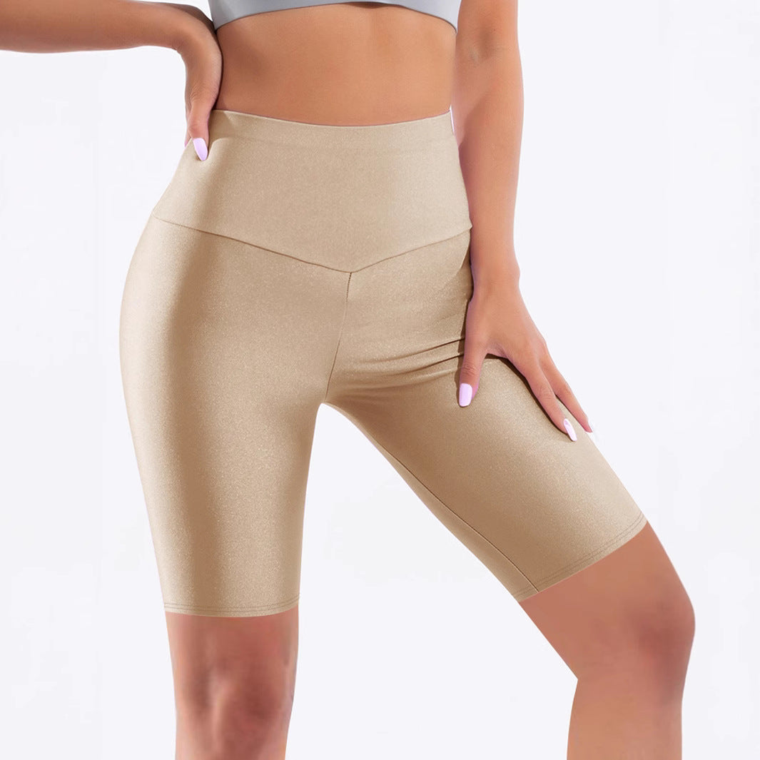 Damen Sportliche Hochbund-Radlerhose mit glänzendem Finish Stalluxe