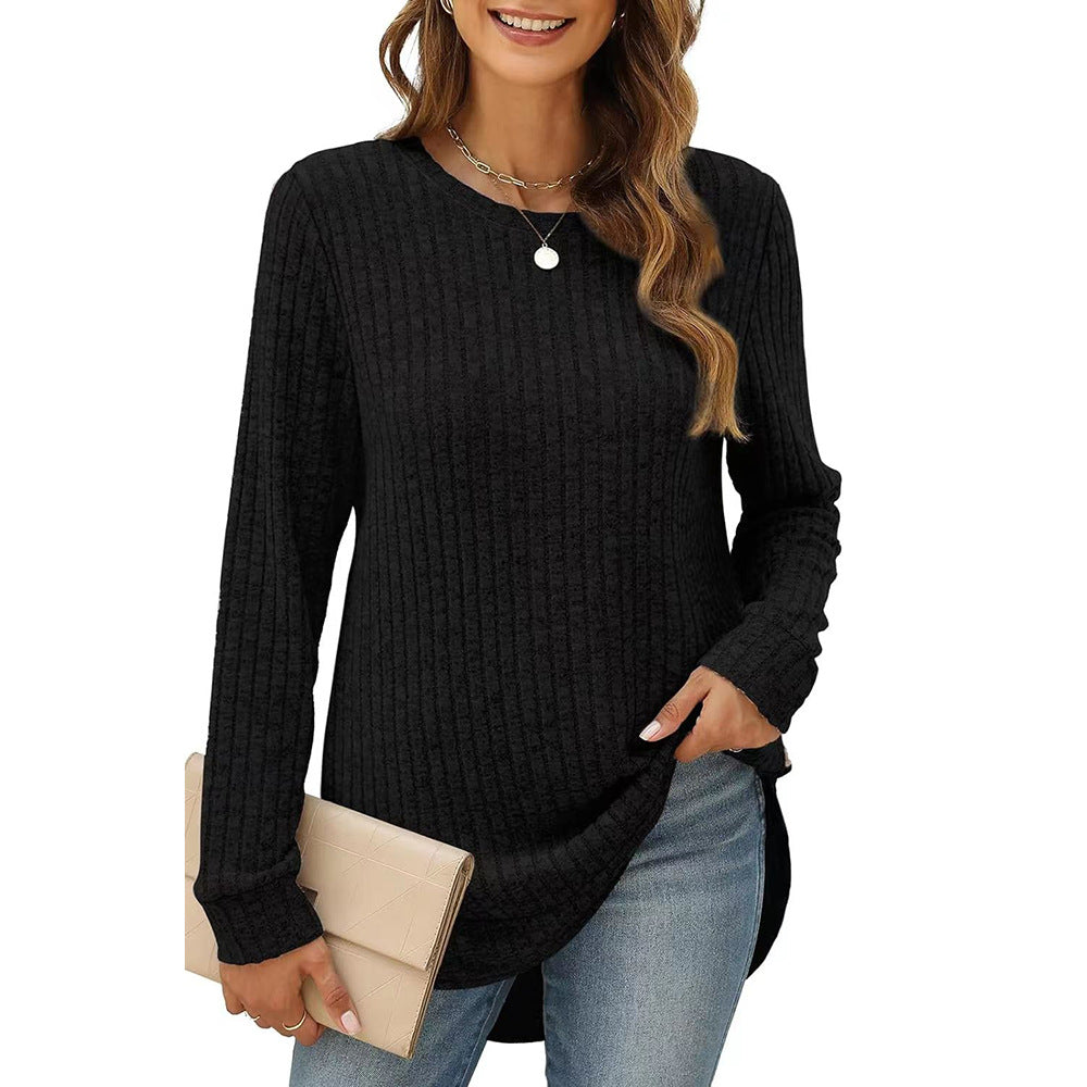 Damen lässiges Langarmshirt aus Strukturstrick Stalluxe